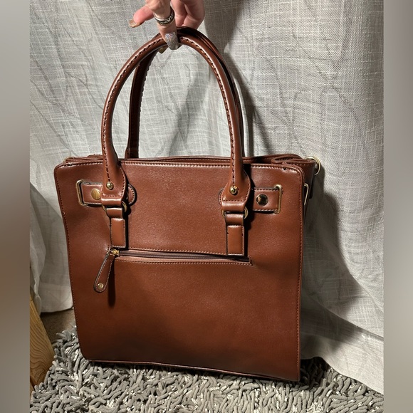 RICH BROWN TOTE BAG~ RUBY BLUE COUTURE - Picture 3 of 8